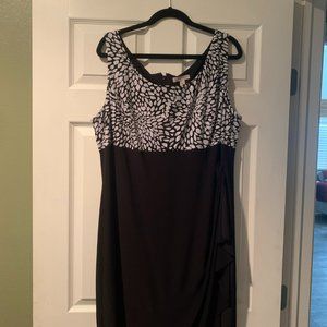 Dressbarn Collection 2 Piece Sleeveless Dress w/Jacket - Plus Size B/W Sequin